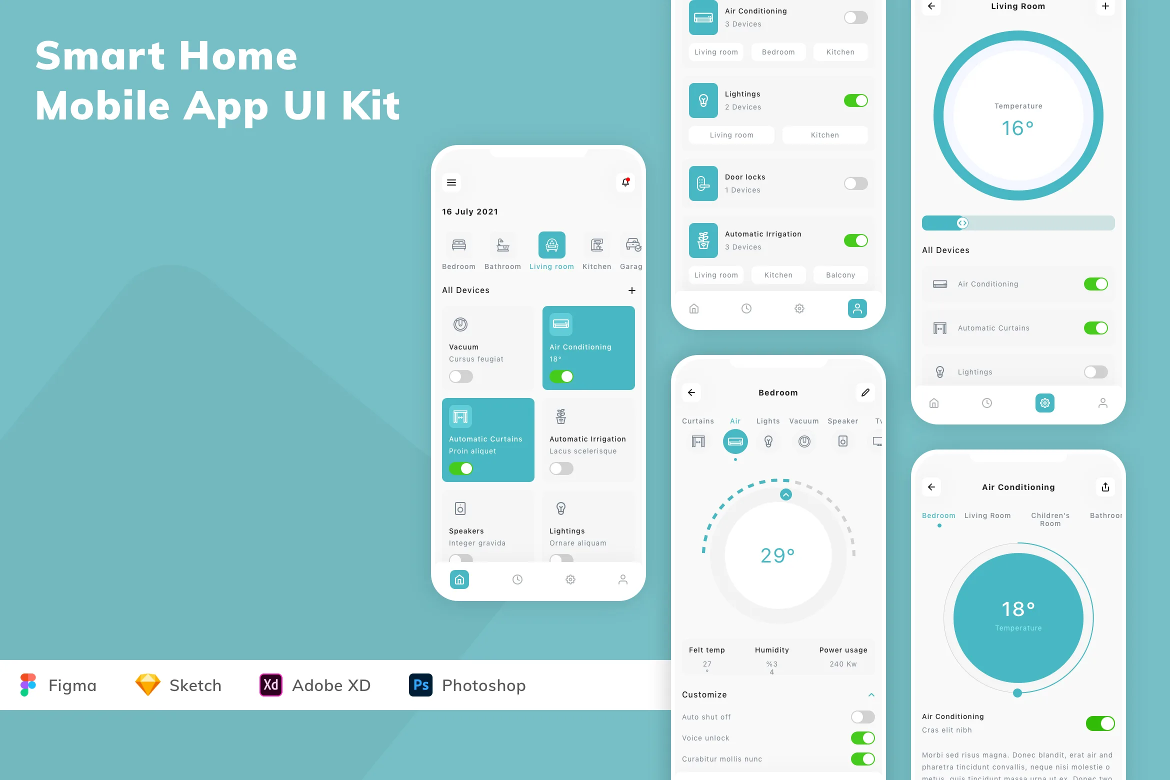 Smart Home Mobile App UI Kit for Figma, Sketch & XD | UIworkshop