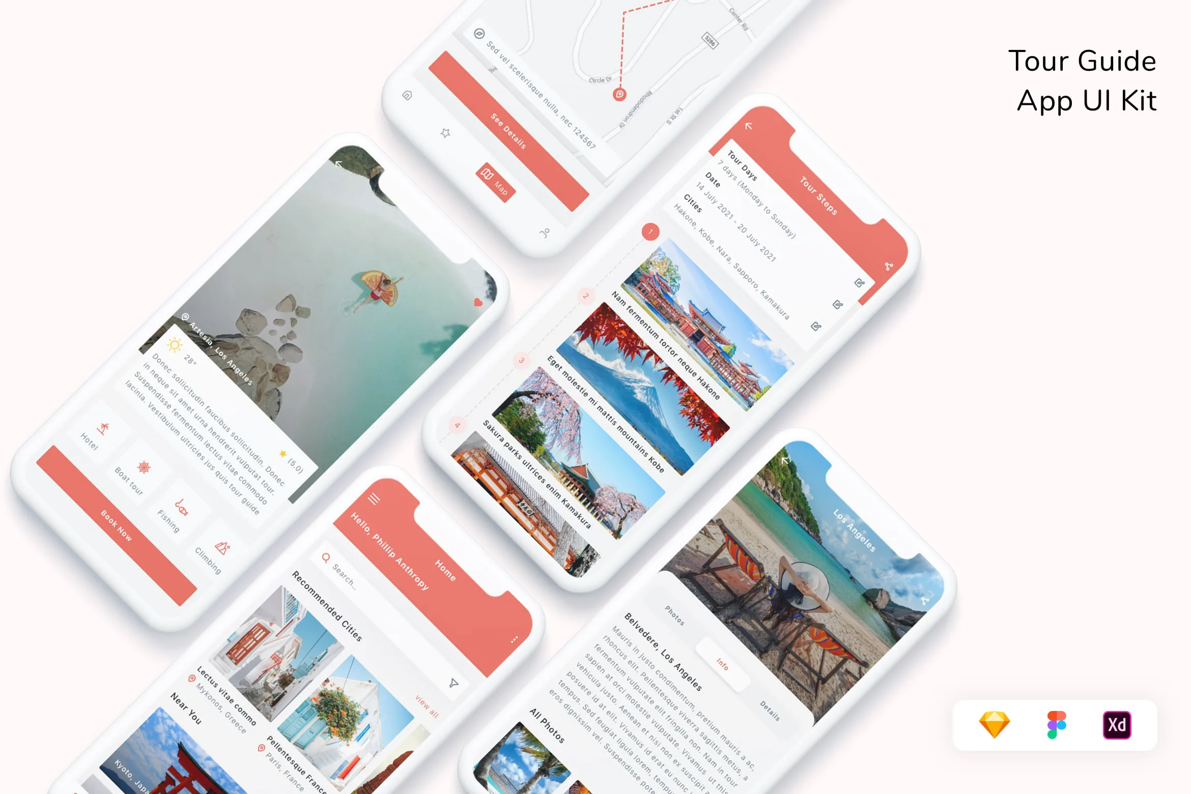 Tour Guide App UI Kit for Figma, Sketch & XD | UIworkshop