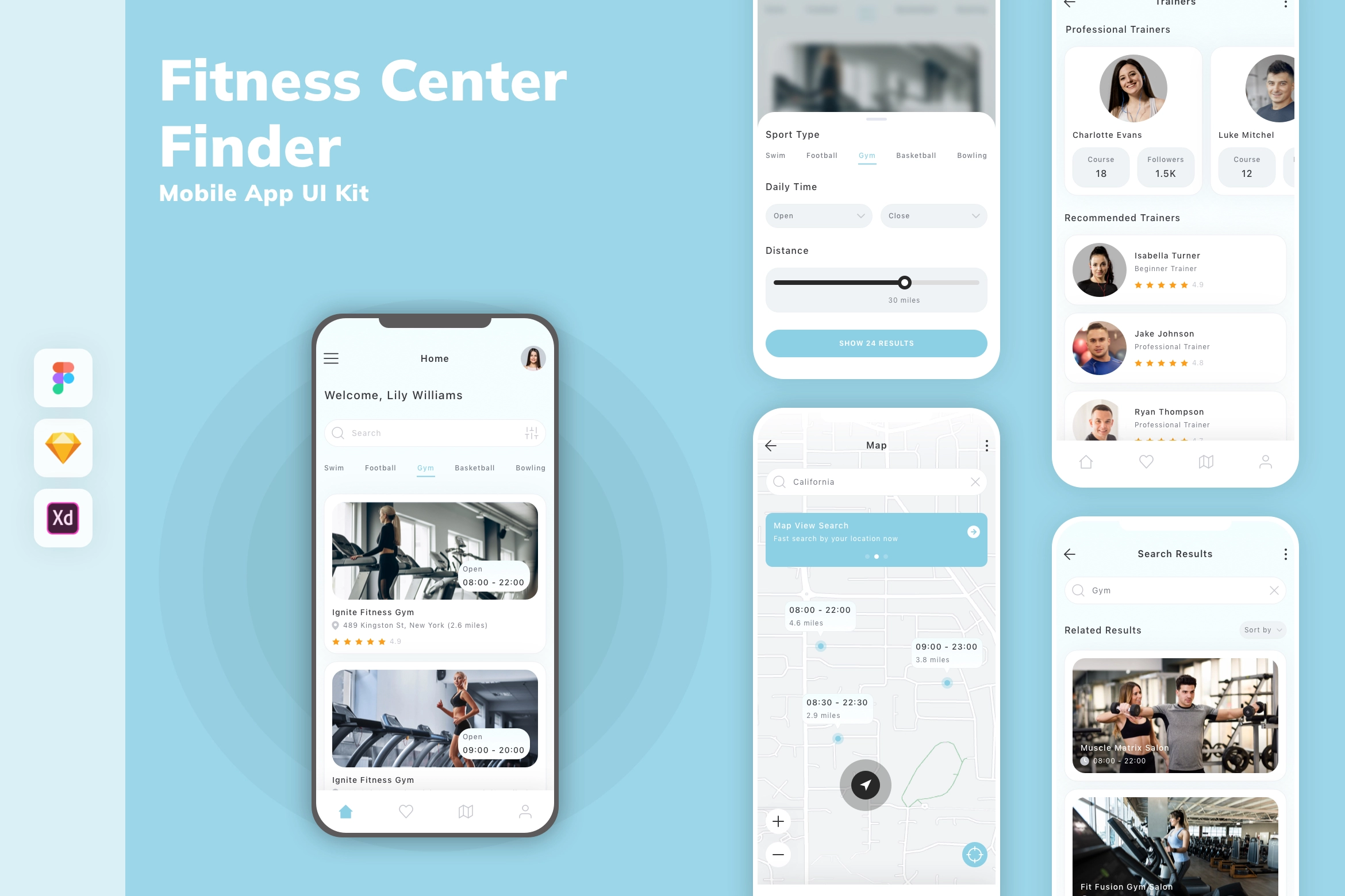 Fitness Center Finder Mobile App UI Kit