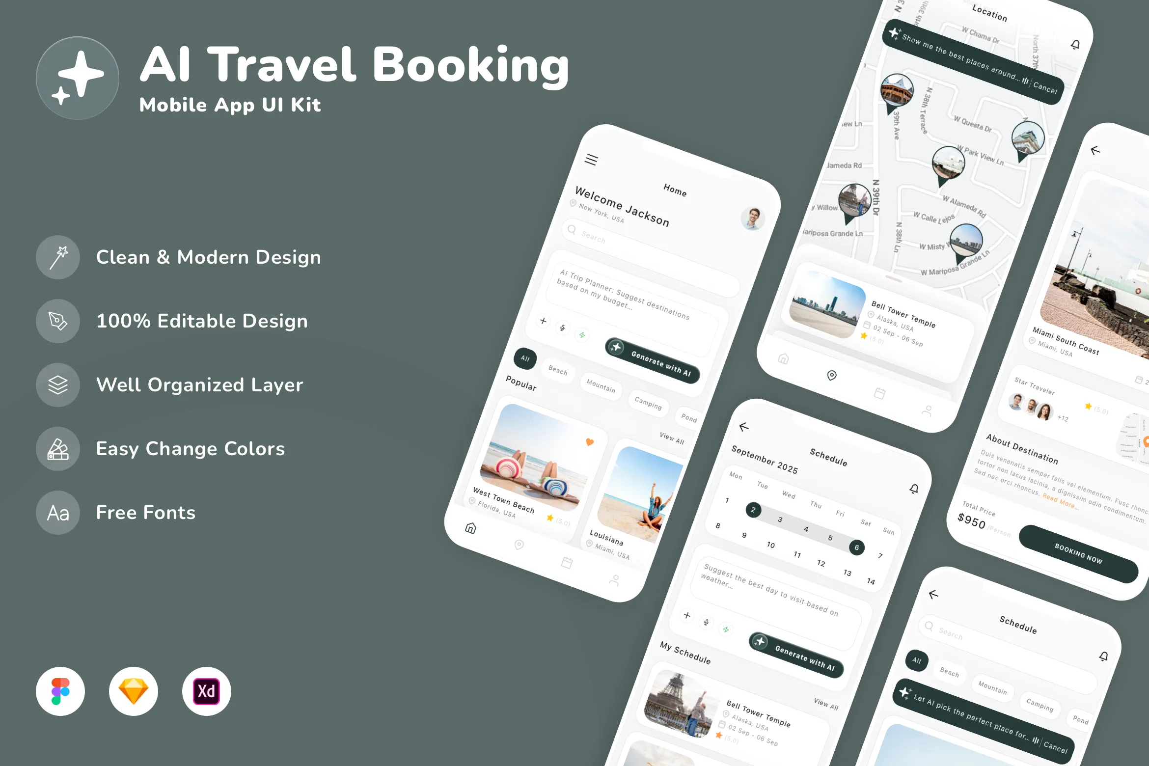 AI Travel Booking Mobile App UI Kit
