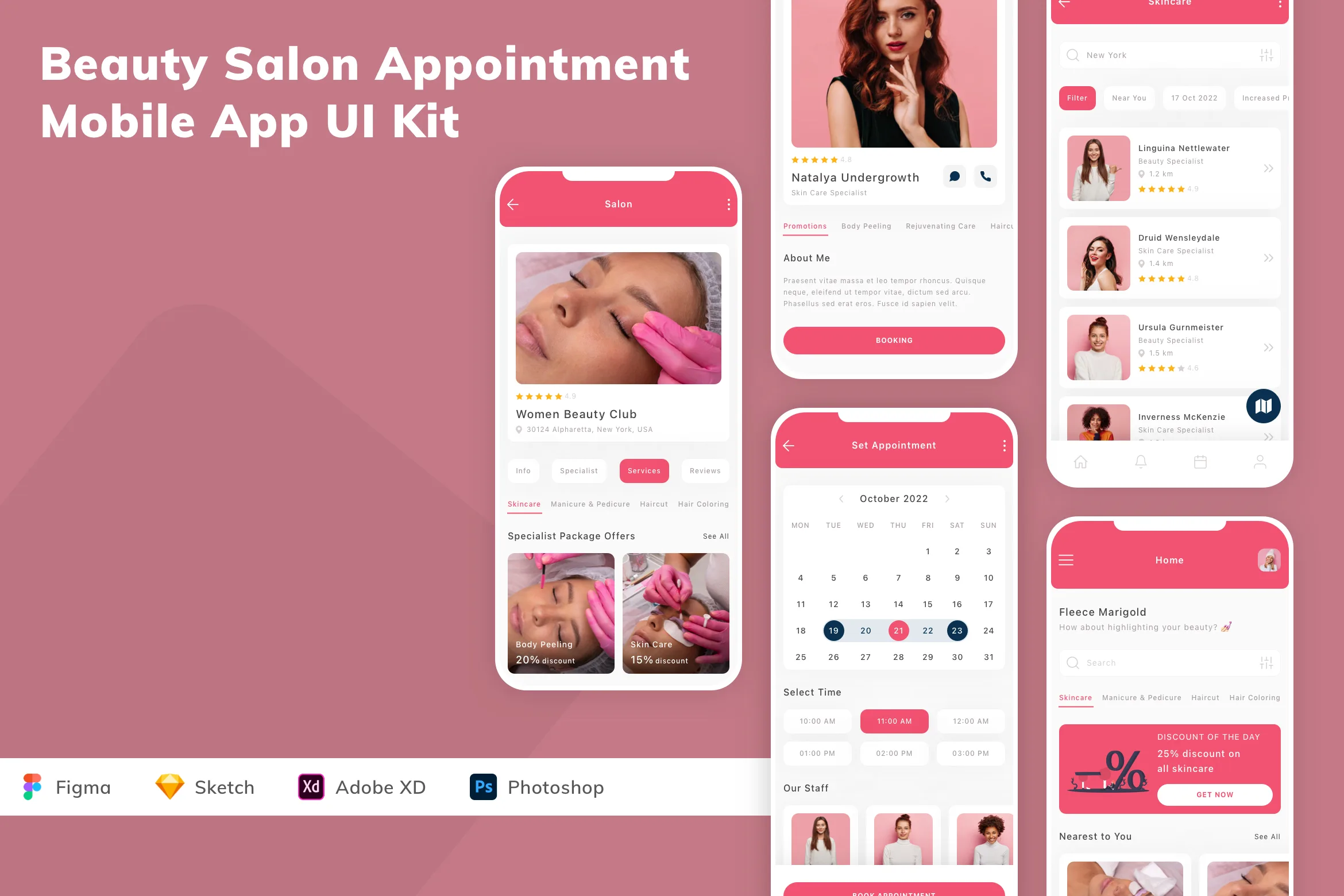 Beauty Salon Appointment Mobile App UI Kit