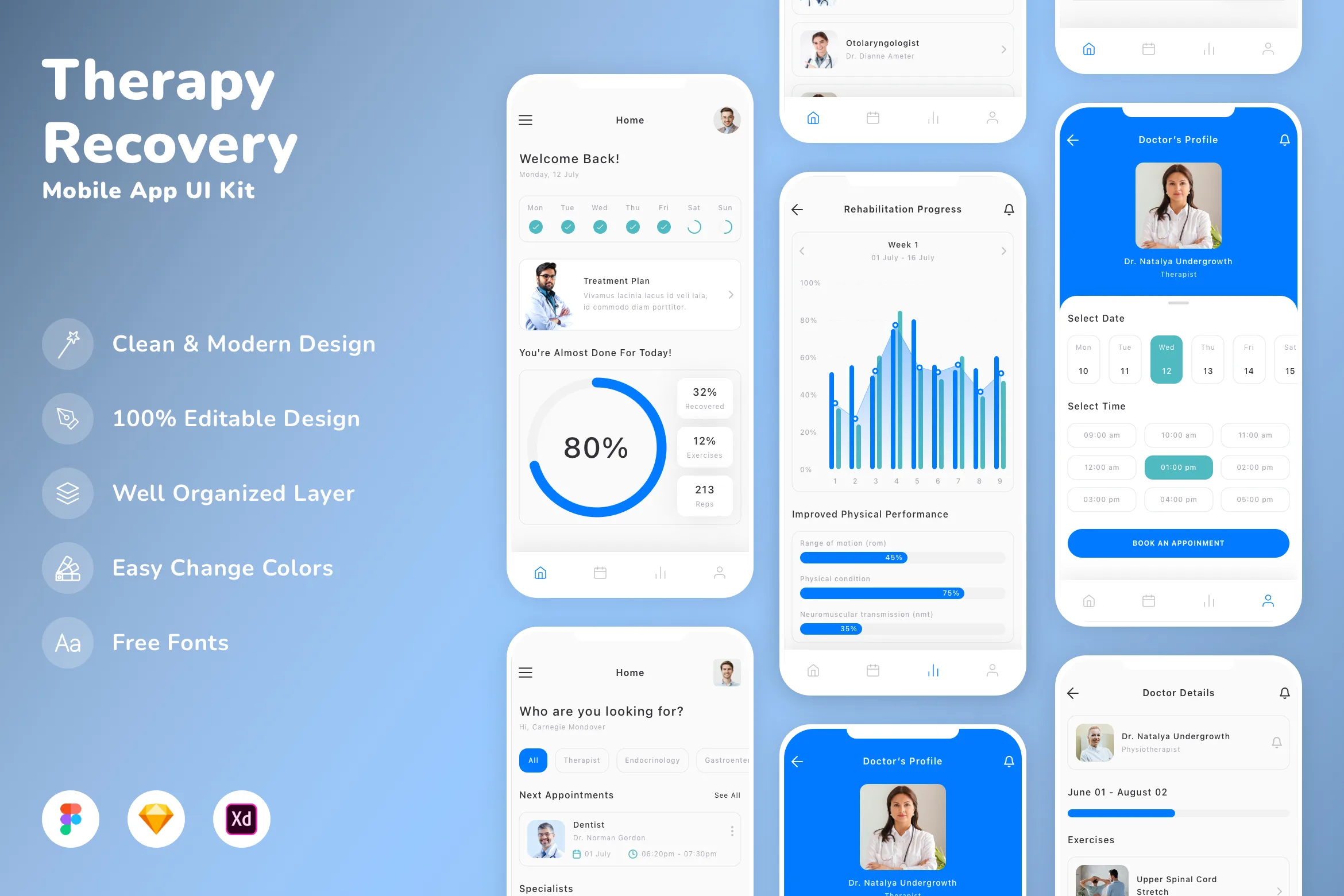 Therapy & Recovery Mobile App UI Kit
