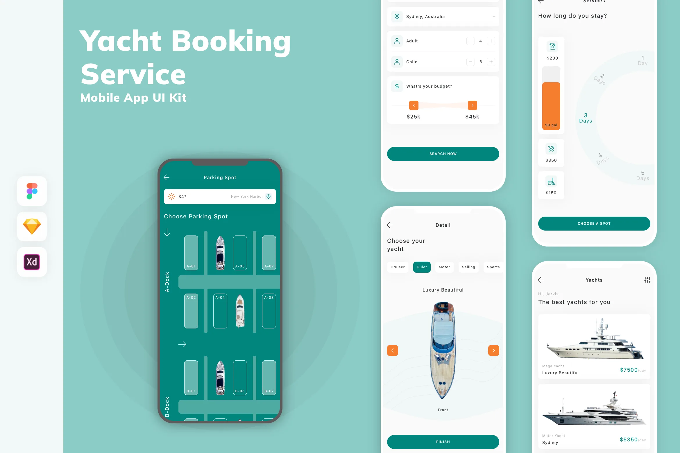 Yacht Booking Service Mobile App UI Kit