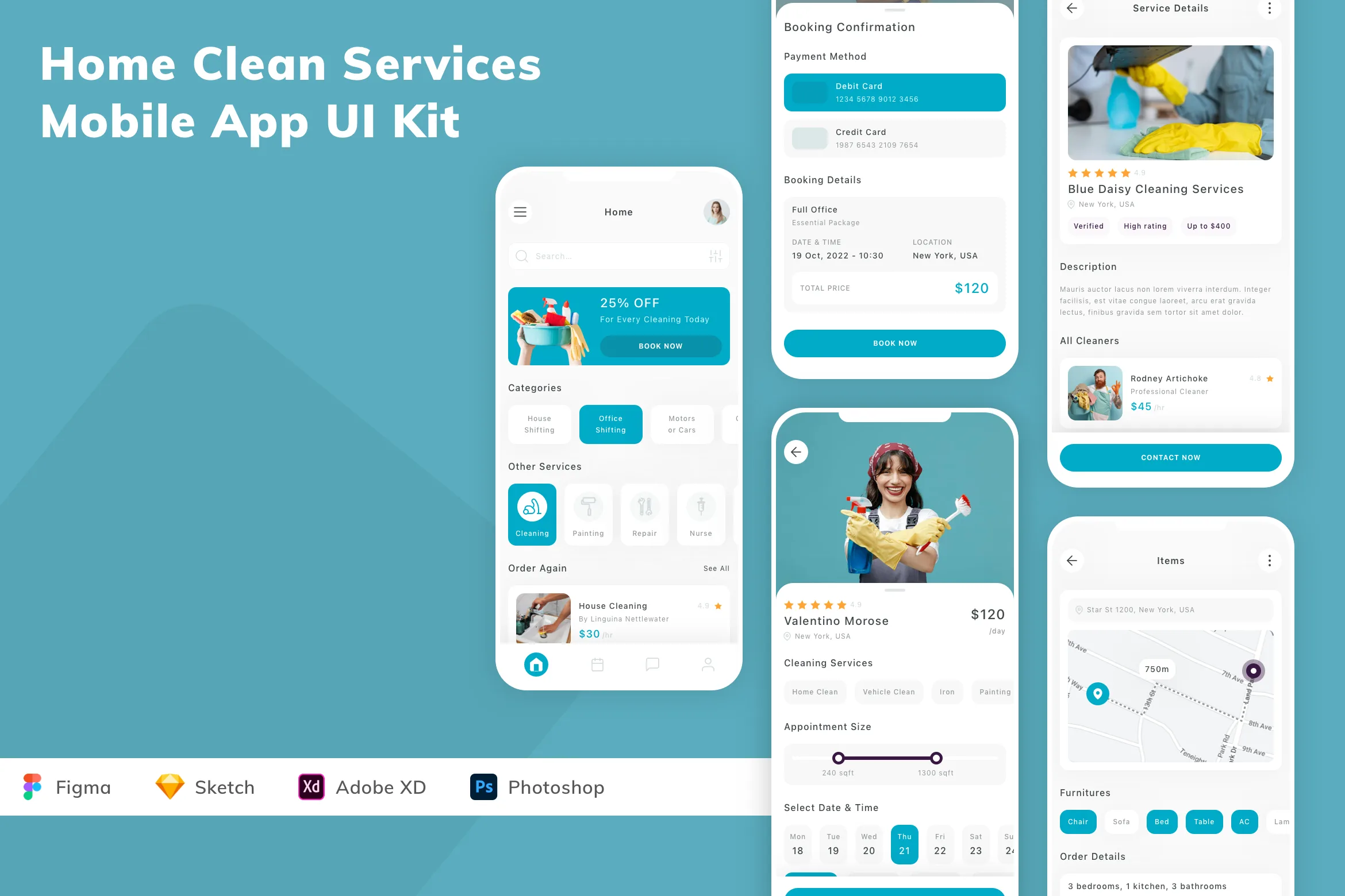 Home Clean Services Mobile App UI Kit