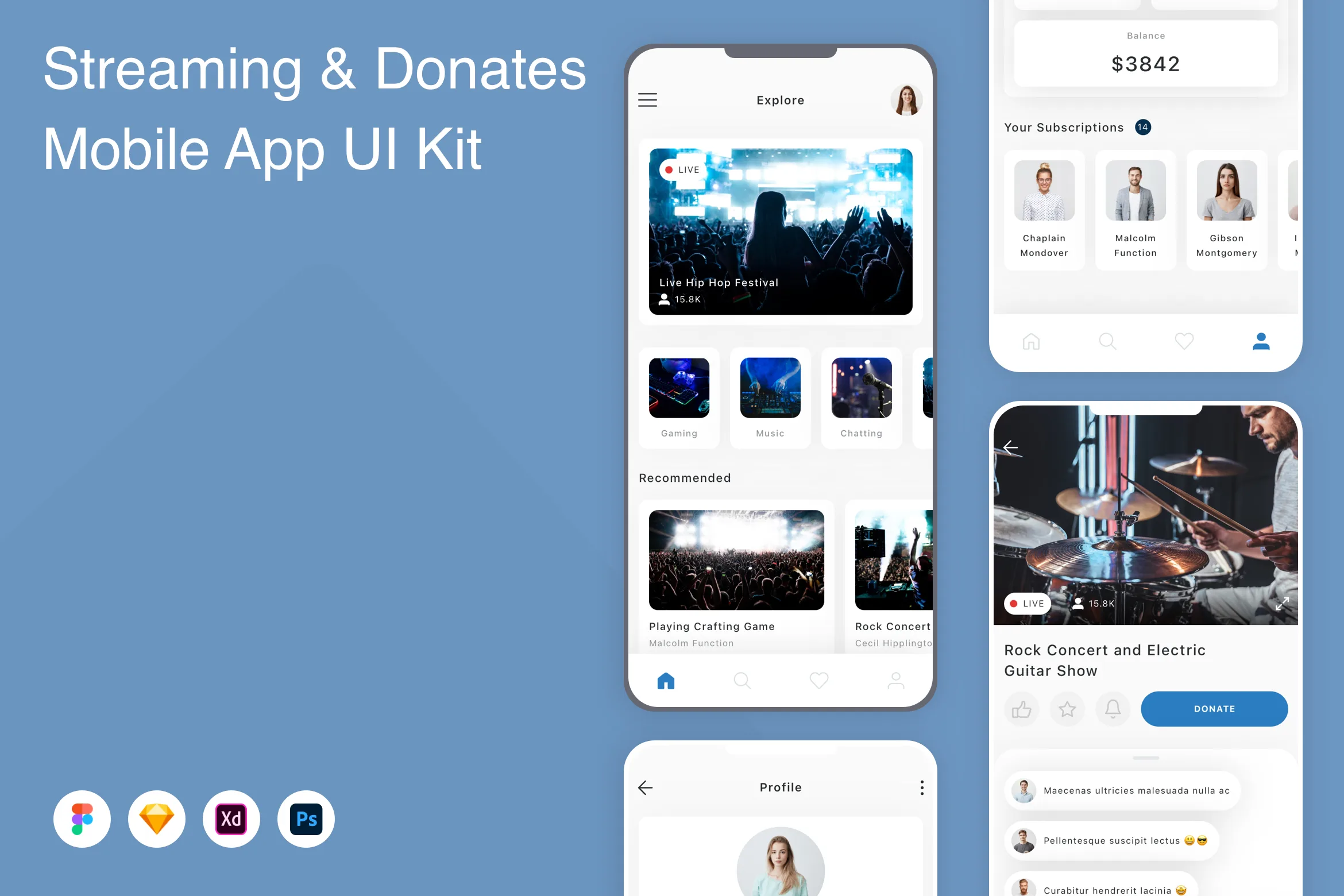 Streaming & Donates Mobile App UI Kit