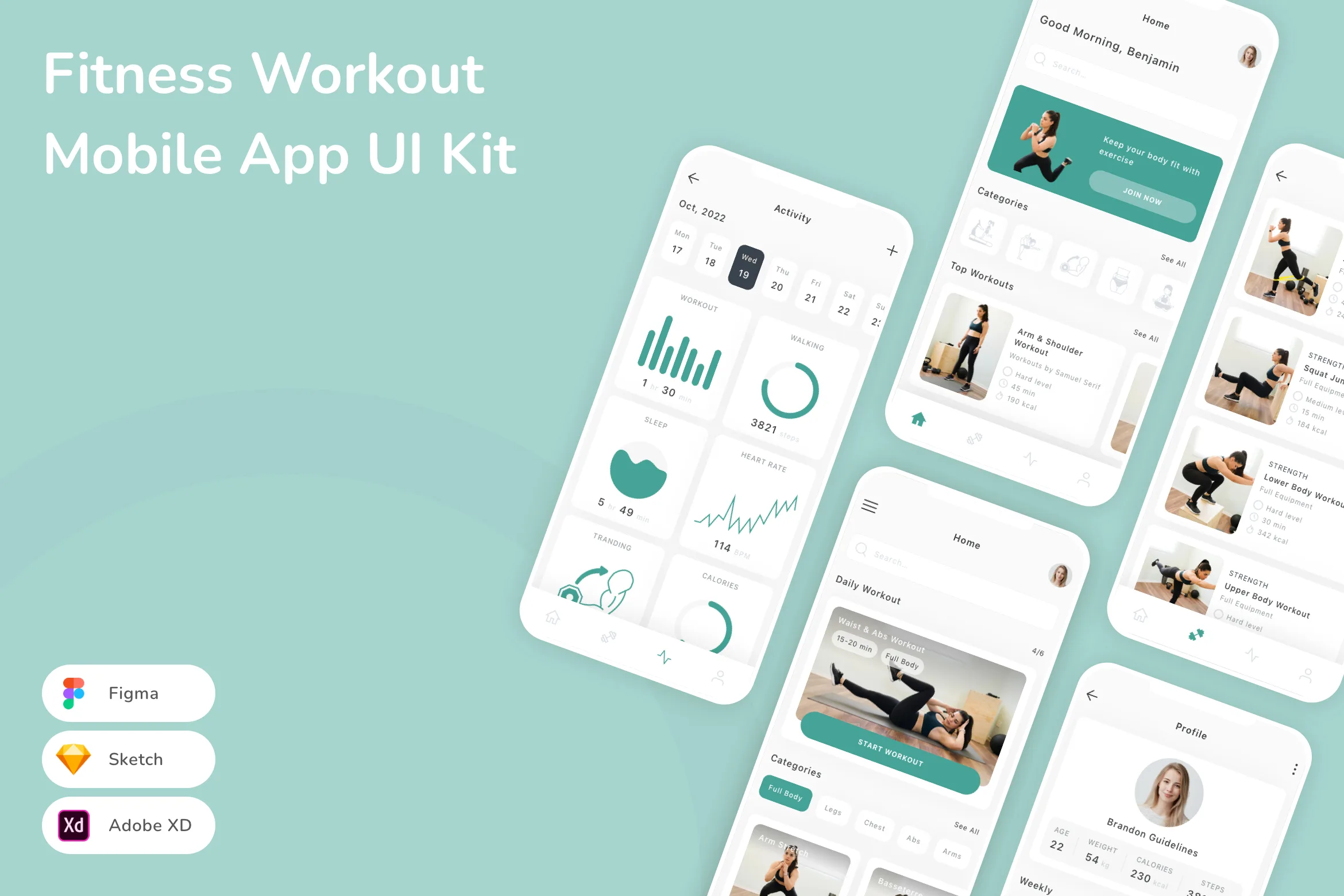Fitness Workout Mobile App UI Kit