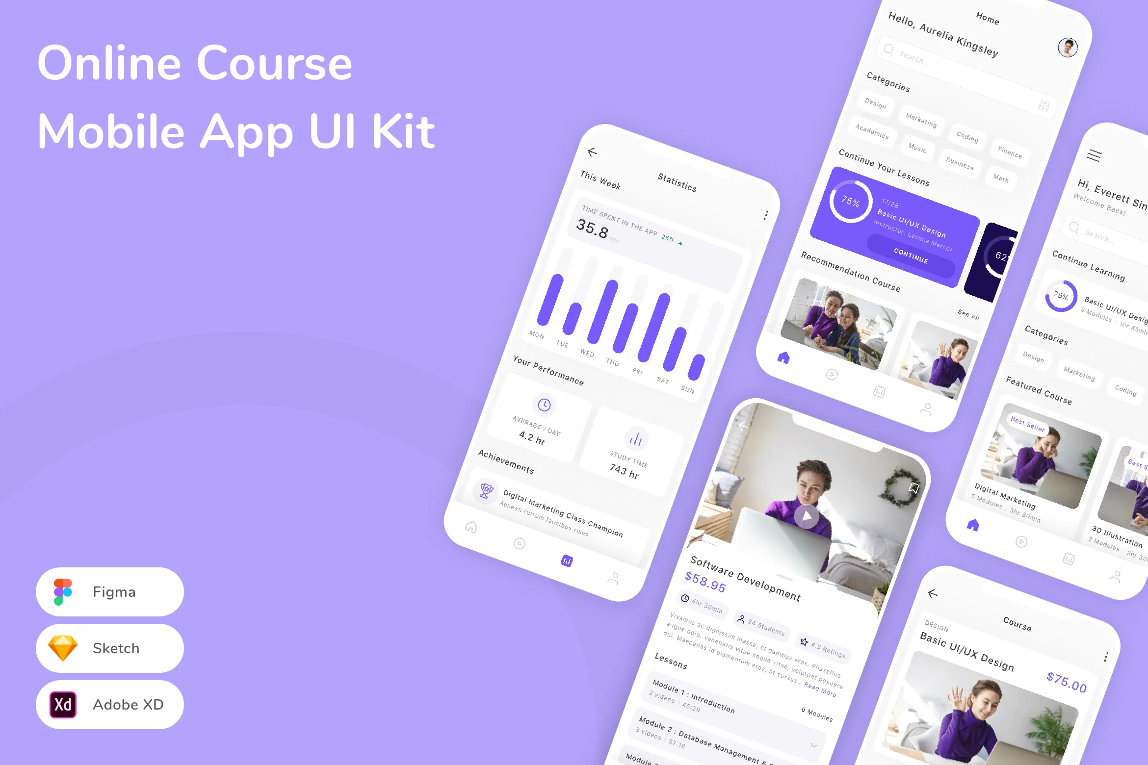 Online Course Mobile App UI Kit