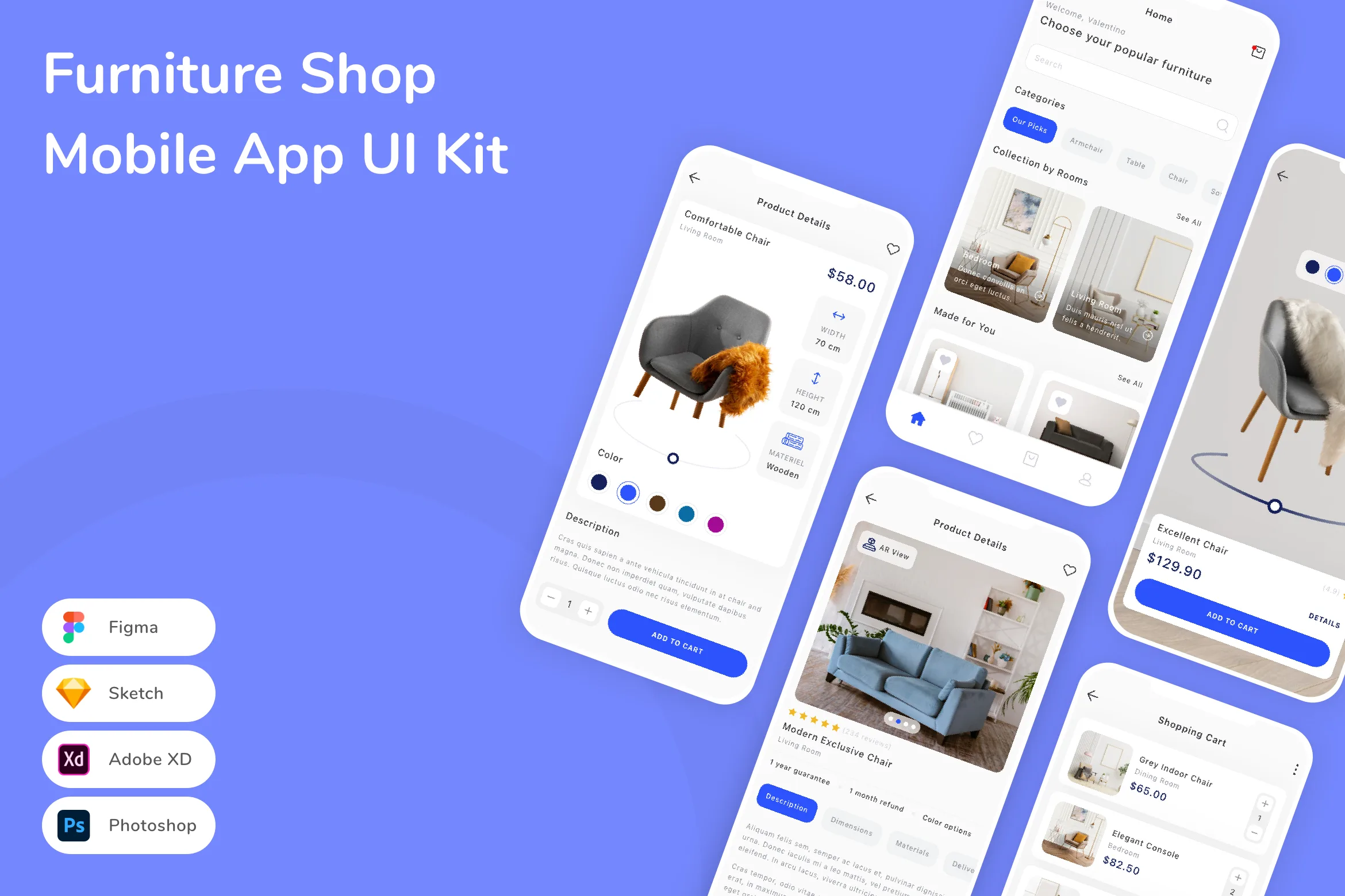 Furniture Shop Mobile App UI Kit for Figma, Sketch & XD | UIworkshop