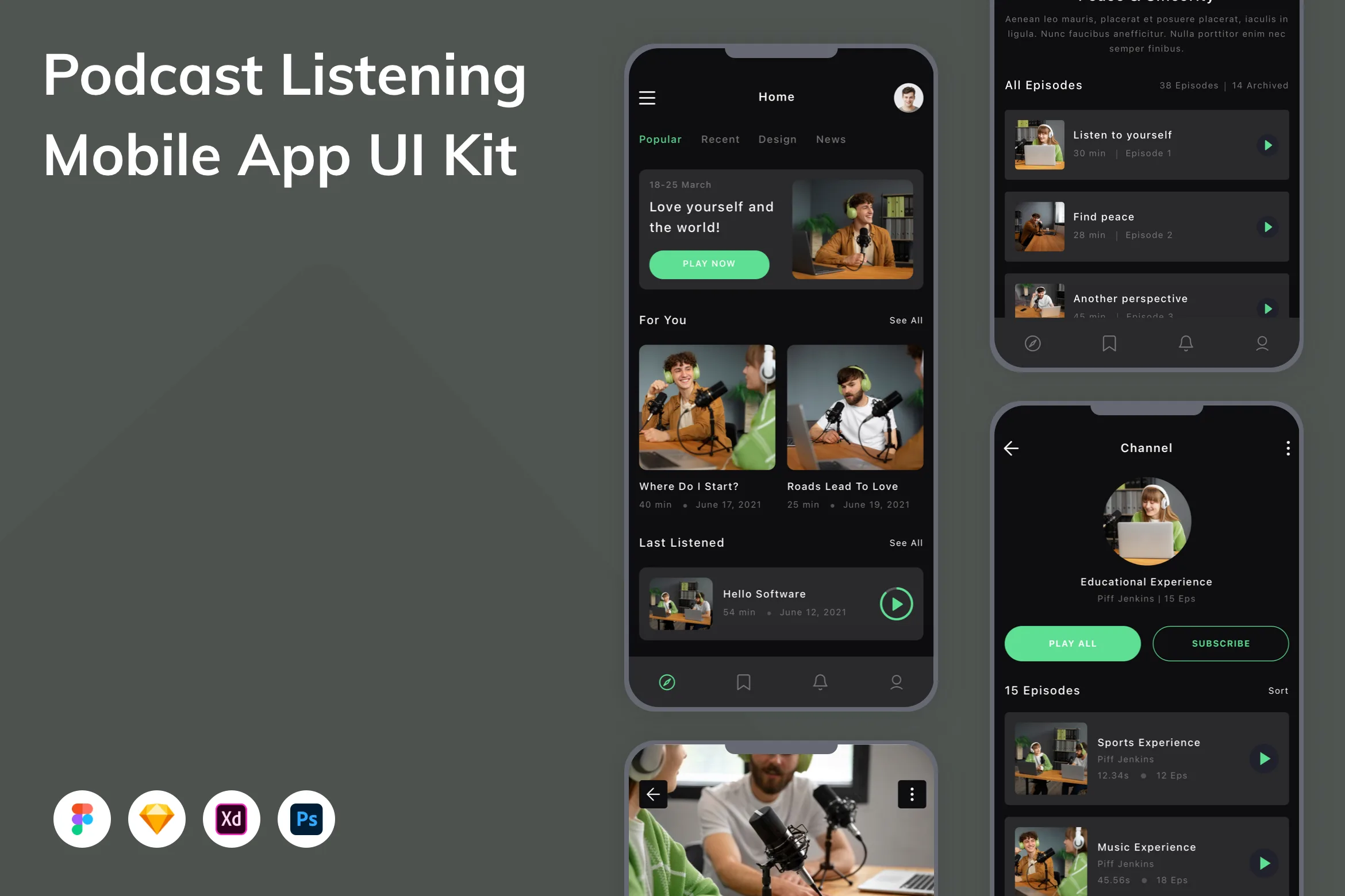 Podcast Listening Mobile App UI Kit