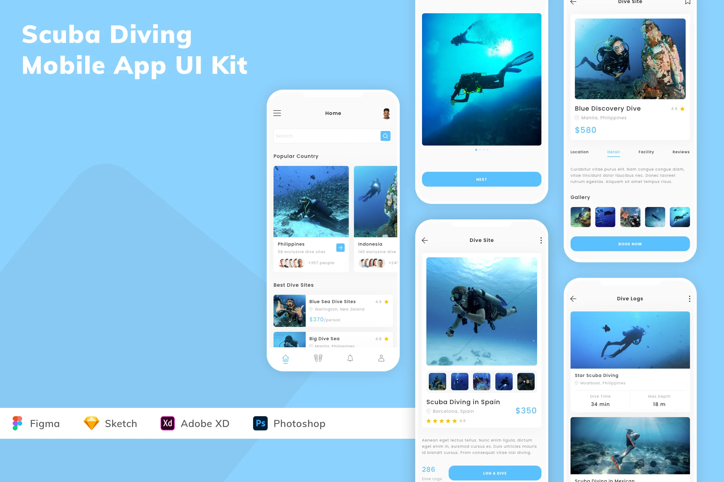 Scuba Diving Mobile App UI Kit