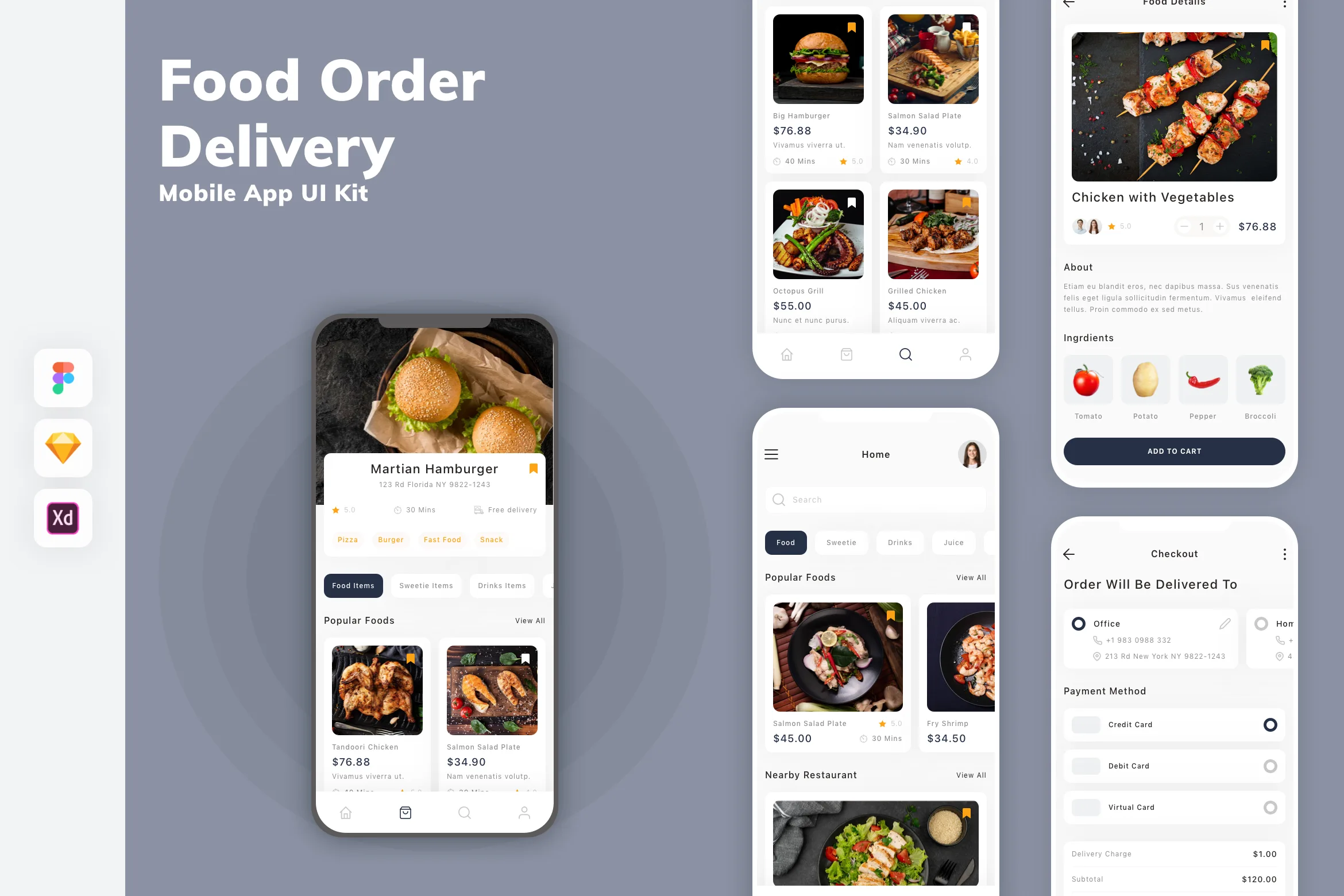 Food Order & Delivery Mobile App UI Kit for Figma, Sketch & XD | UIworkshop