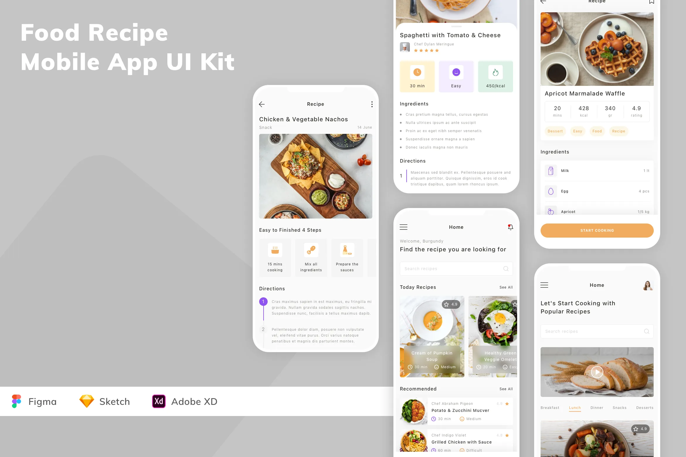 Food Recipe Mobile App UI Kit