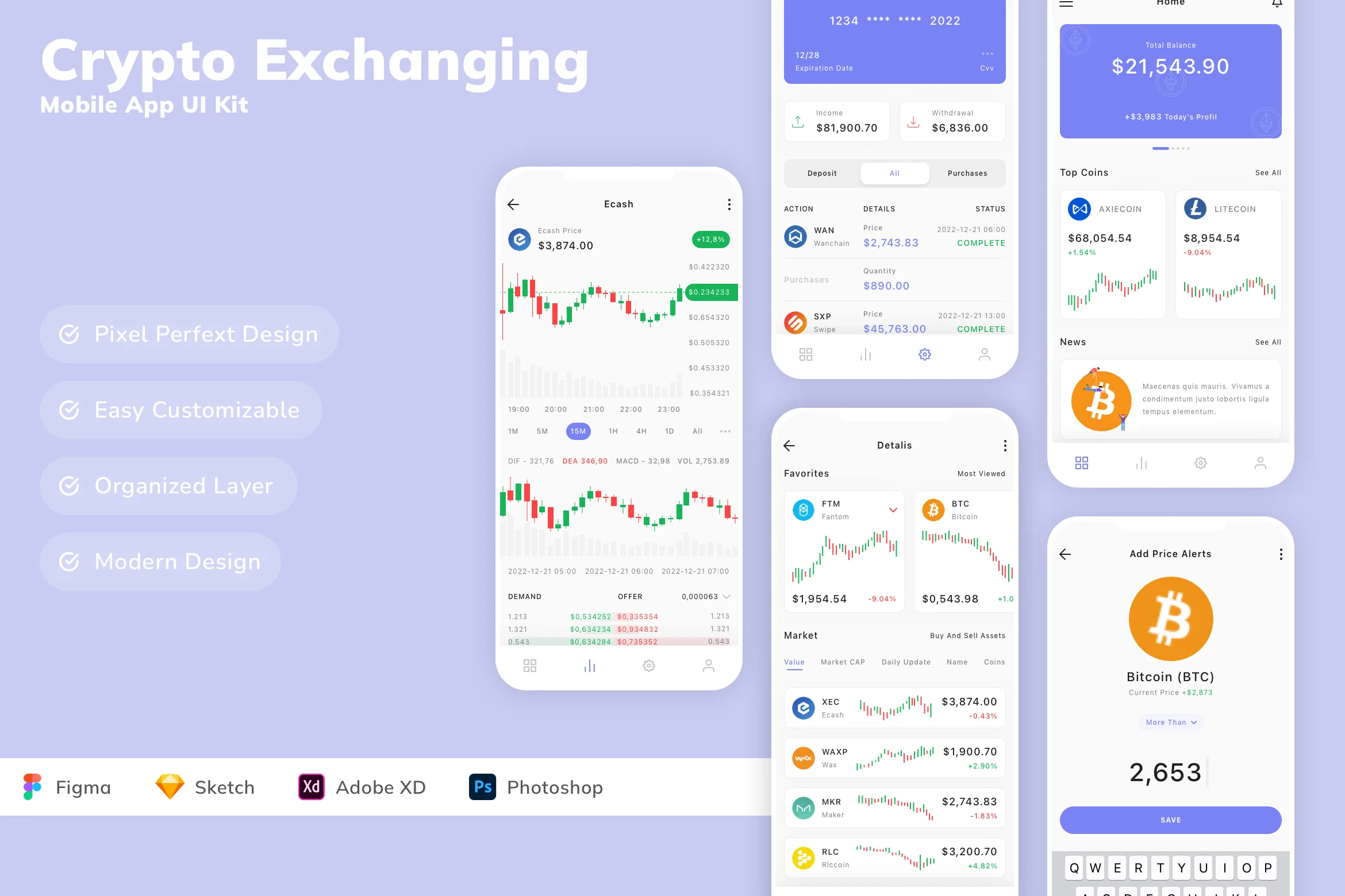 Crypto Exchanging Mobile App UI Kit