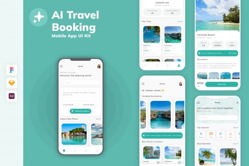 AI Travel Booking Mobile App UI Kit
