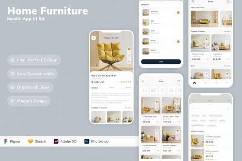 Home Furniture Mobile App UI Kit