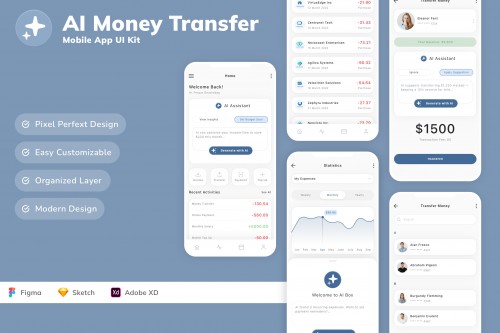 AI Money Transfer Mobile App UI Kit
