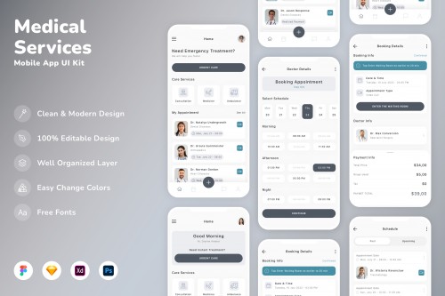 Medical Services Mobile App UI Kit