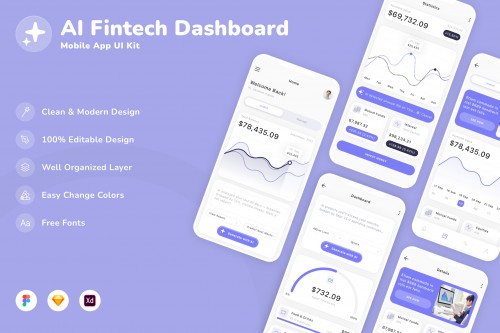 AI Fintech Dashboard Mobile App UI Kit
