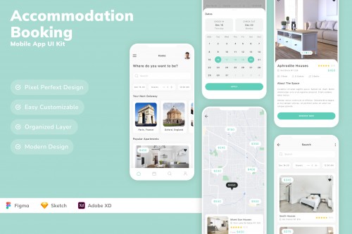 Accommodation Booking Mobile App UI Kit