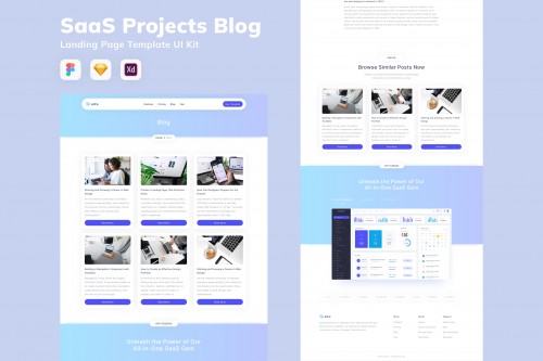 SaaS Projects Blog Landing Page Template UI Kit