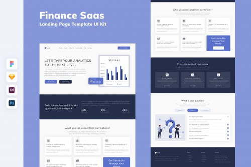 Finance Saas Landing Page Template UI Kit