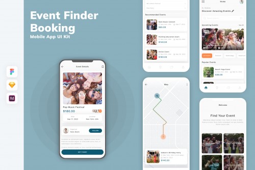 Event Finder & Booking Mobile App UI Kit