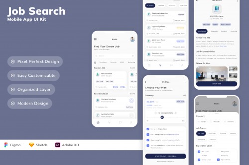 Job Search Mobile App UI Kit