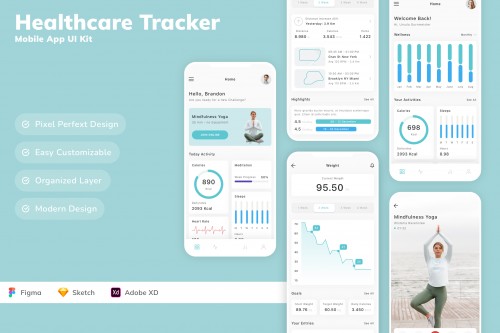 Healthcare Tracker Mobile App UI Kit