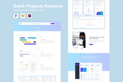 SaaS Projects Features Landing Page Template UI Kit