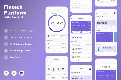 Fintech Platform Mobile App UI Kit
