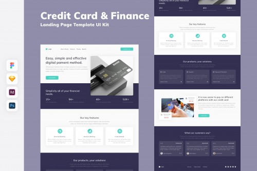 Credit Card & Finance Landing Page Template UI Kit