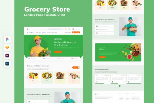 Grocery Store Landing Page Template UI Kit