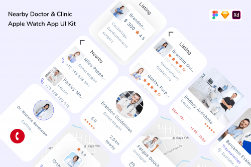 Nearby Doctor & Clinic Apple Watch App UI Kit
