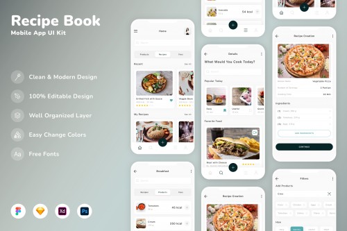 Recipe Book Mobile App UI Kit