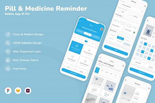 Pill & Medicine Reminder Mobile App UI Kit