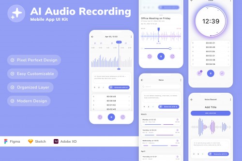 AI Audio Recording Mobile App UI Kit