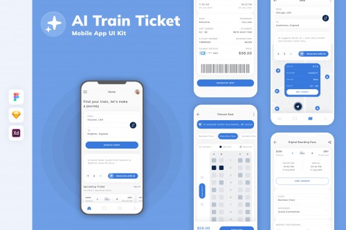 AI Train Ticket Mobile App UI Kit