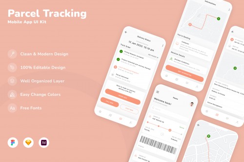 Parcel Tracking Mobile App UI Kit