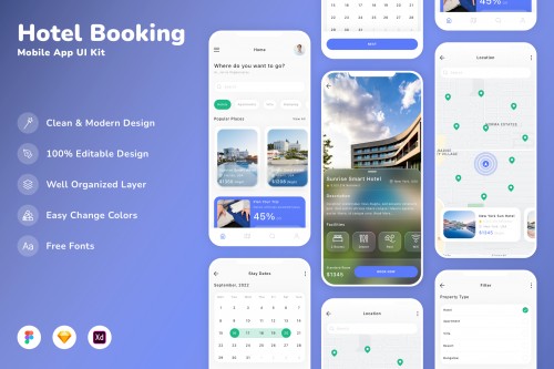 Hotel Booking Mobile App UI Kit