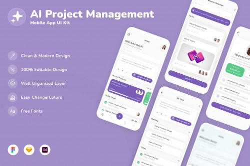 AI Project Management Mobile App UI Kit