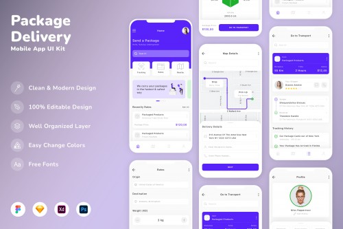 Package Delivery Mobile App UI Kit