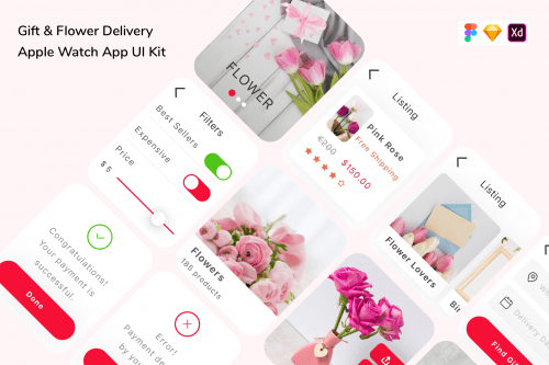 Gift & Flower Delivery Apple Watch App UI Kit