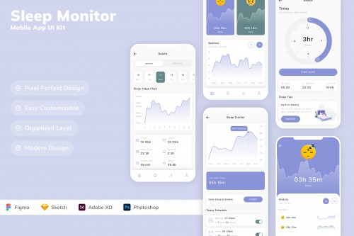 Sleep Monitor Mobile App UI Kit