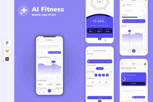 AI Habit Tracker Mobile App UI Kit