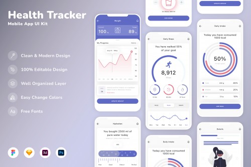 Health Tracker Mobile App UI Kit