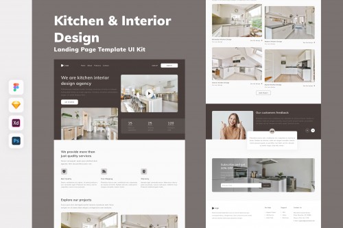 Kitchen & Interior Design Landing Page Template UI Kit