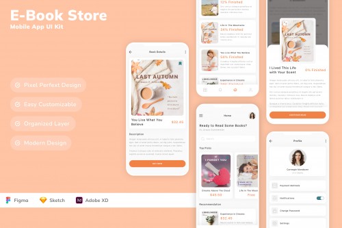 E-Book Store Mobile App UI Kit