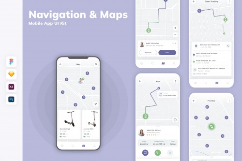 Navigation & Maps Mobile App UI Kit