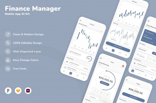 Finance Manager Mobile App UI Kit