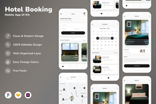 Hotel Booking Mobile App UI Kit